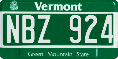 VT license plate NBZ924