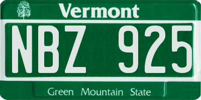 VT license plate NBZ925