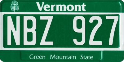 VT license plate NBZ927