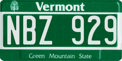 VT license plate NBZ929