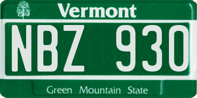 VT license plate NBZ930