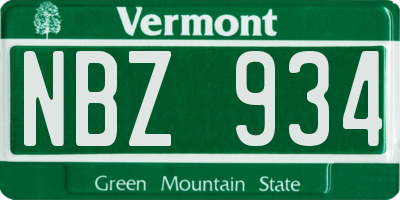 VT license plate NBZ934