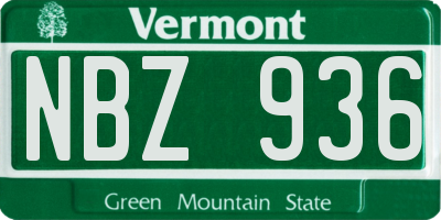 VT license plate NBZ936