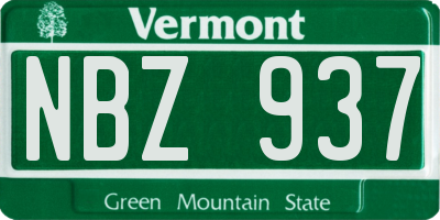 VT license plate NBZ937