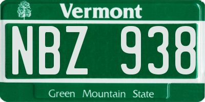 VT license plate NBZ938