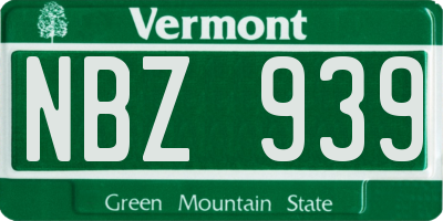 VT license plate NBZ939