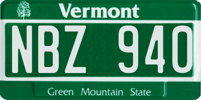 VT license plate NBZ940