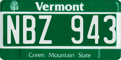 VT license plate NBZ943