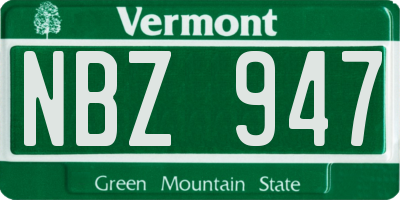 VT license plate NBZ947