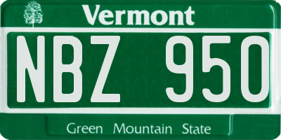 VT license plate NBZ950