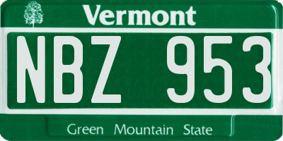 VT license plate NBZ953