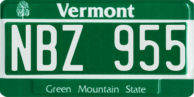 VT license plate NBZ955
