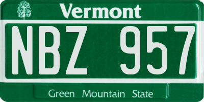 VT license plate NBZ957