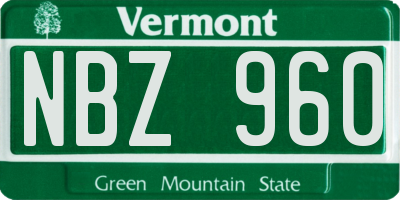 VT license plate NBZ960