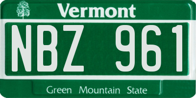 VT license plate NBZ961