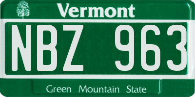 VT license plate NBZ963