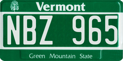 VT license plate NBZ965