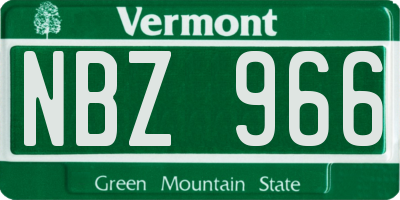 VT license plate NBZ966