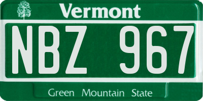 VT license plate NBZ967