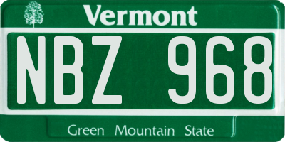 VT license plate NBZ968