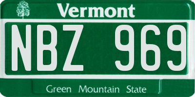 VT license plate NBZ969