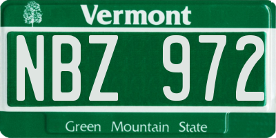 VT license plate NBZ972