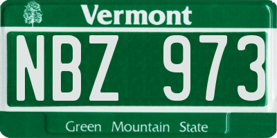 VT license plate NBZ973