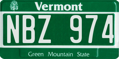 VT license plate NBZ974