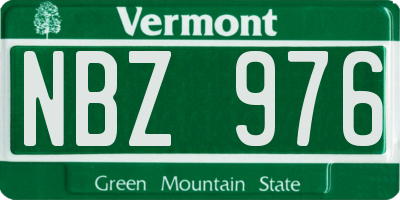 VT license plate NBZ976