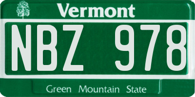 VT license plate NBZ978