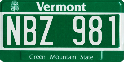 VT license plate NBZ981