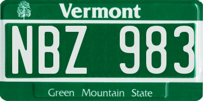 VT license plate NBZ983