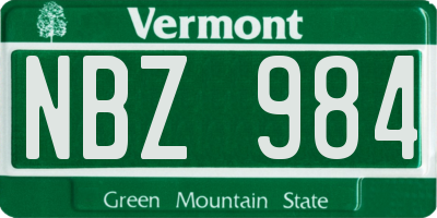 VT license plate NBZ984