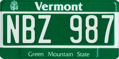 VT license plate NBZ987