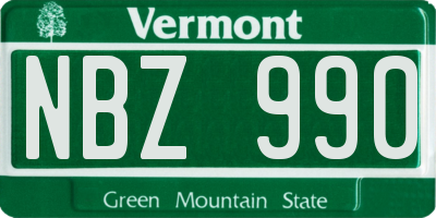 VT license plate NBZ990