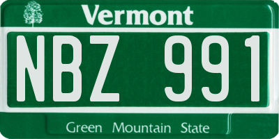 VT license plate NBZ991
