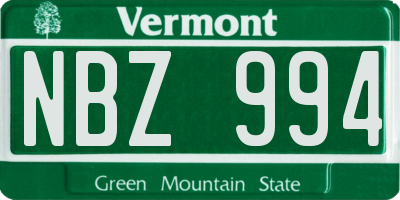 VT license plate NBZ994