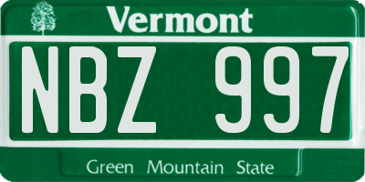 VT license plate NBZ997