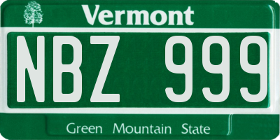 VT license plate NBZ999