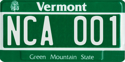 VT license plate NCA001