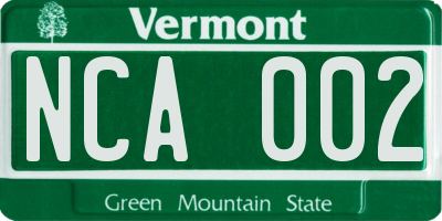 VT license plate NCA002