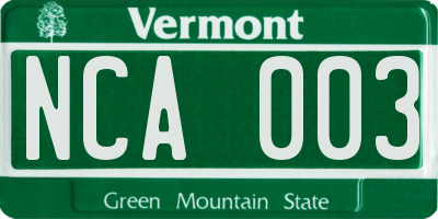 VT license plate NCA003