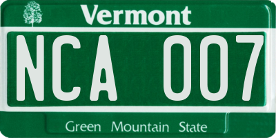 VT license plate NCA007