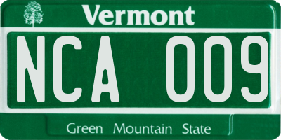 VT license plate NCA009