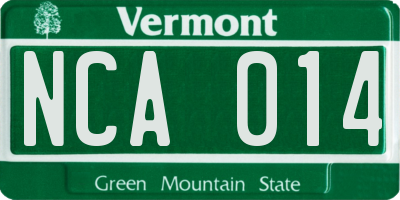 VT license plate NCA014