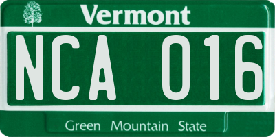 VT license plate NCA016