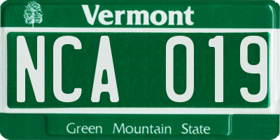 VT license plate NCA019
