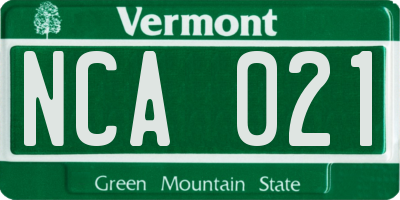 VT license plate NCA021