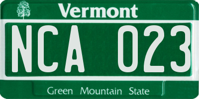 VT license plate NCA023