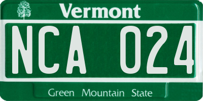 VT license plate NCA024